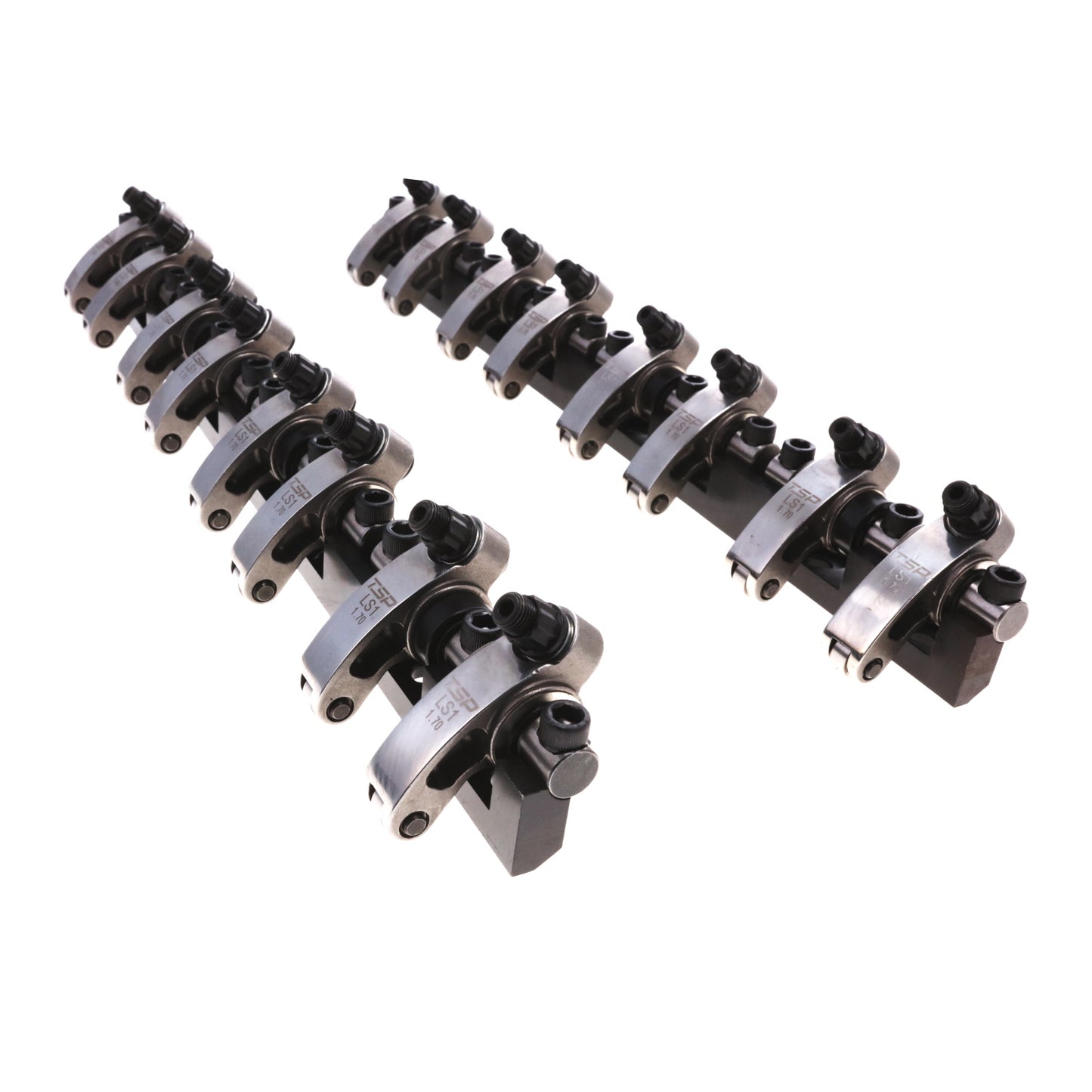 Chevy LS1 Stainless Steel Shaft Pro Series Rocker Arm System, 1.7 Ratio, Needle Bearing Trunnion, Needle Bearing Tip