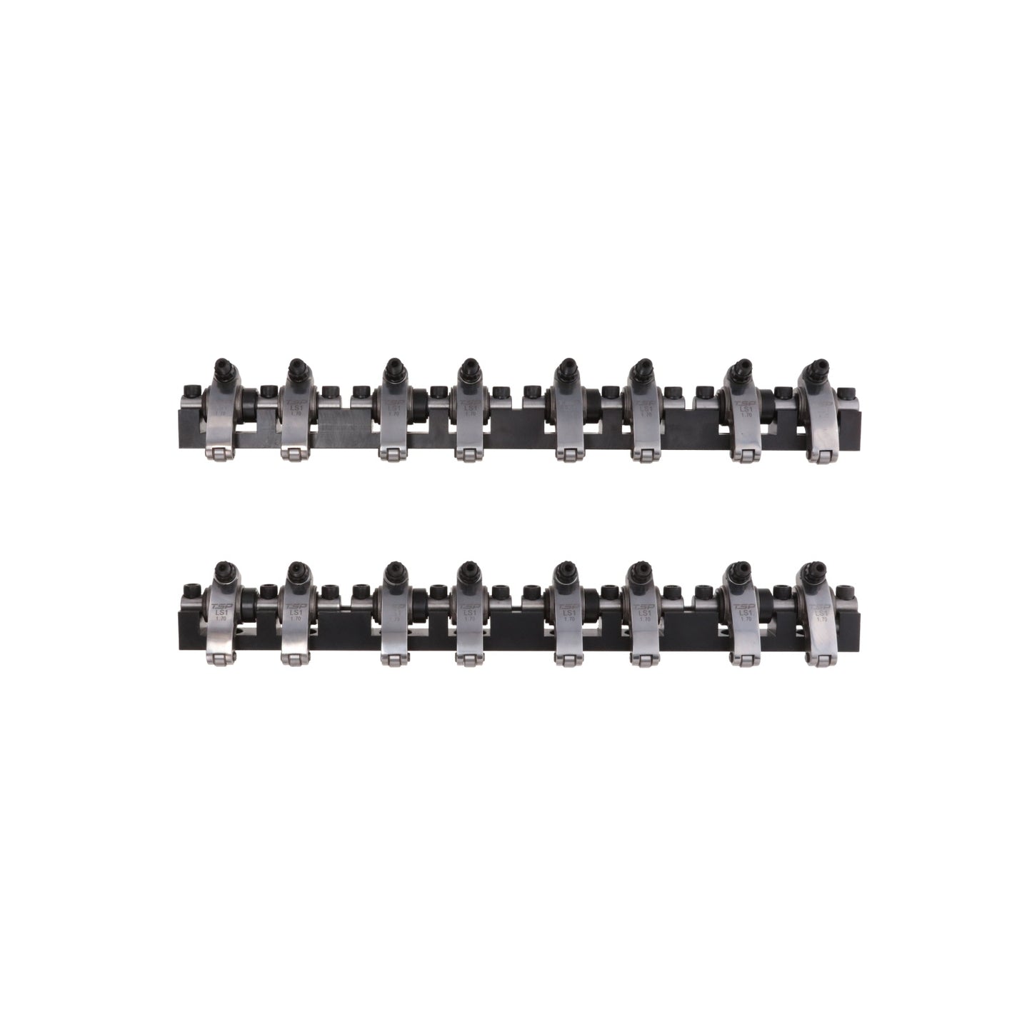 Chevy LS1 Stainless Steel Shaft Pro Series Rocker Arm System, 1.7 Ratio, Needle Bearing Trunnion, Needle Bearing Tip