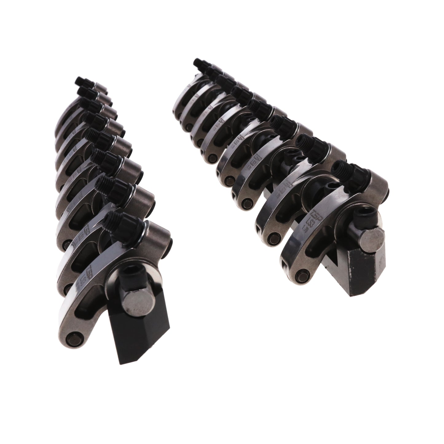 Chevy LS3 Stainless Steel Shaft Pro Series Rocker Arm System, 1.7 Ratio, Needle Bearing Trunnion, Needle Bearing Tip