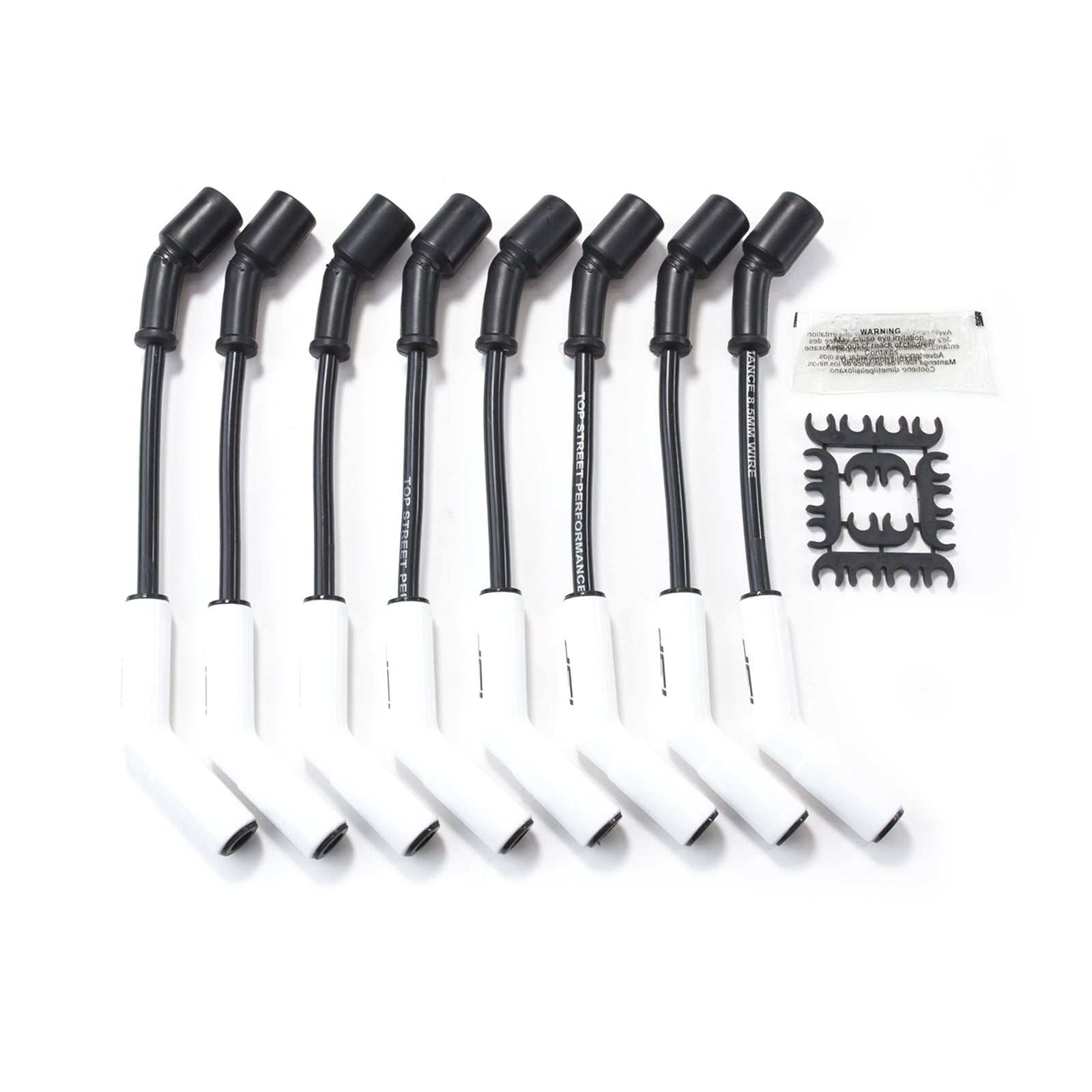 Ton's Performance 8mm White Ignition High Temp Ceramic Spark Plug Wire Boot Terminal Kit 45-Deg