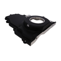 GM LS 1-Piece Aluminum Timing Cover with Cam Position Sensor Provision, Harness, Crank Seal, and Gasket - Black