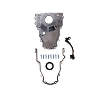 GM LS 1-Piece Aluminum Timing Cover with Cam Position Sensor Provision, Harness, Crank Seal, and Gasket - Polished