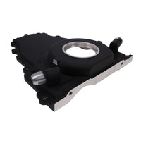 GM LS 1-Piece Aluminum Timing Cover with Turbo Oil Drain Return - Black