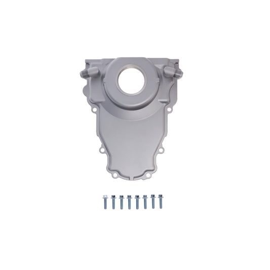 GM LS 1-Piece Aluminum Timing Cover with Turbo Oil Drain Return - Satin