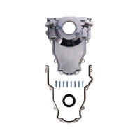 GM LS 1-Piece Aluminum Timing Cover with Turbo Oil Drain Return, Crank Seal, and Gasket - Polished