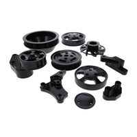 GM LS Serpentine Front Drive System Brackets, Pulleys, and Belt Tensioner - Black