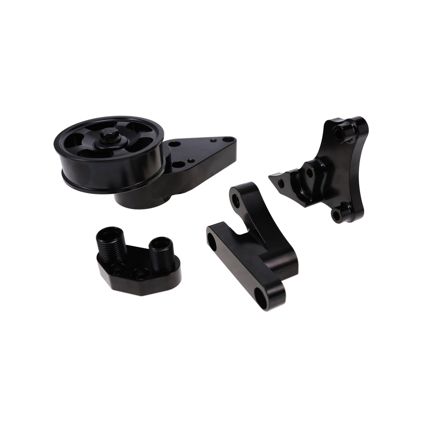 GM LS Serpentine Front Drive System Brackets, Pulleys, and Belt Tensioner - Black