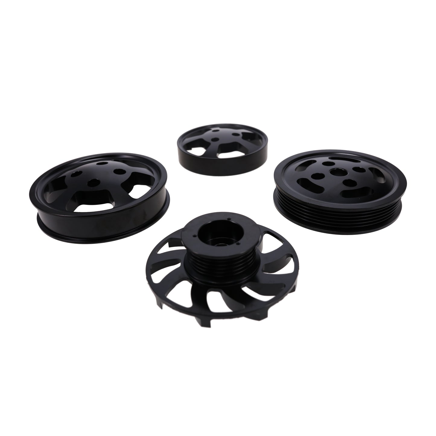 GM LS Serpentine Front Drive System Brackets, Pulleys, and Belt Tensioner - Black