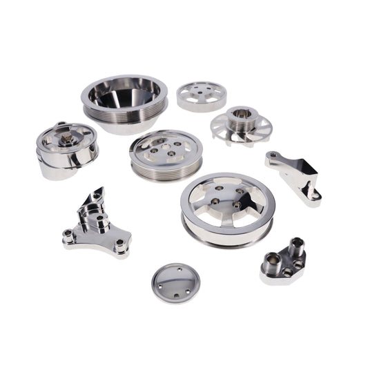GM LS Serpentine Front Drive System Brackets, Pulleys, and Belt Tensioner - Polished