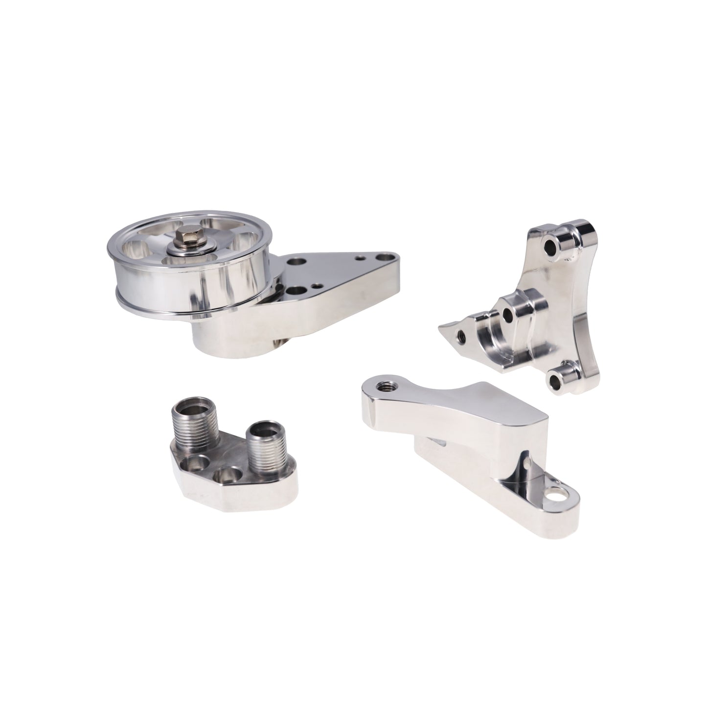 GM LS Serpentine Front Drive System Brackets, Pulleys, and Belt Tensioner - Polished