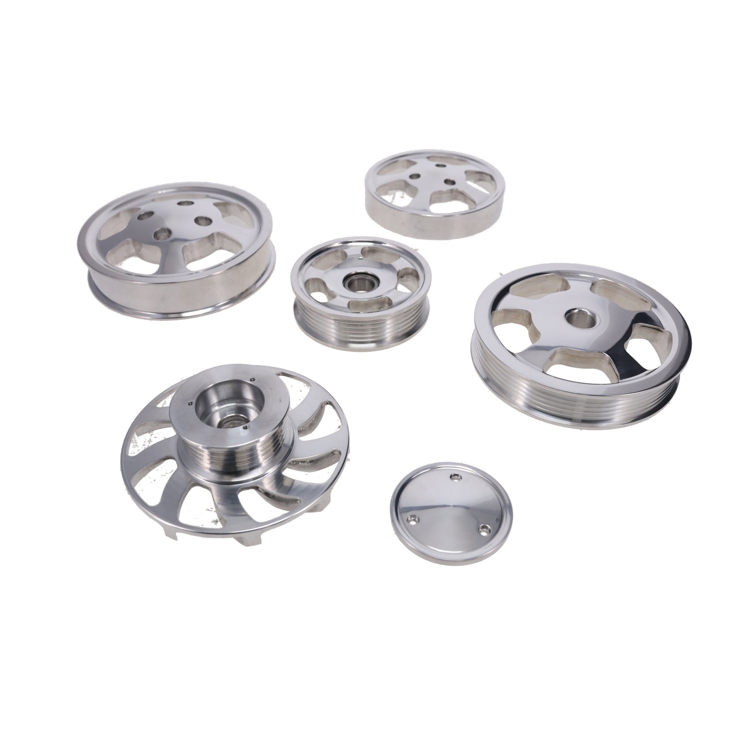 GM LS Serpentine Front Drive System Brackets, Pulleys, and Belt Tensioner - Polished
