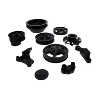 V Series GM LS Serpentine Front Drive System Brackets, Pulleys, and Belt Tensioner - Black