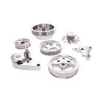 GM LS No A/C Serpentine Front Drive System Brackets, Pulleys, and Belt Tensioner - Polished