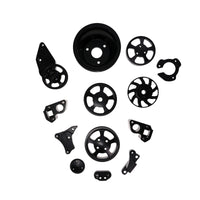 GM LT Serpentine Front Drive System Brackets, Pulleys, and Belt Tensioner - Black