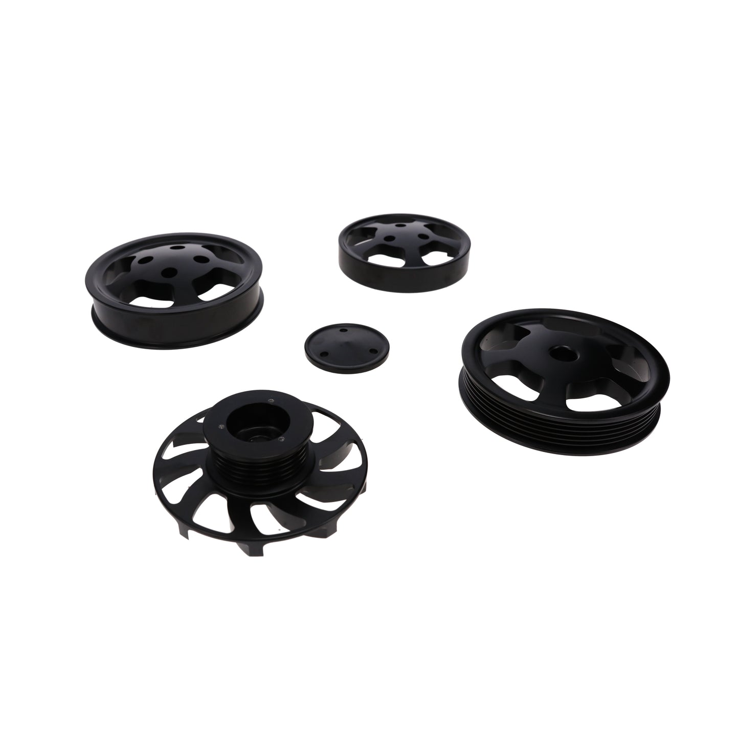 GM LT Serpentine Front Drive System Brackets, Pulleys, and Belt Tensioner - Black