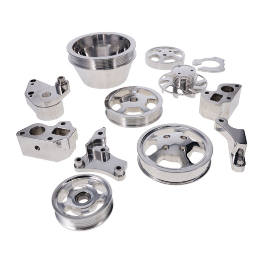 GM LT Serpentine Front Drive System Brackets, Pulleys, and Belt Tensioner - Polished