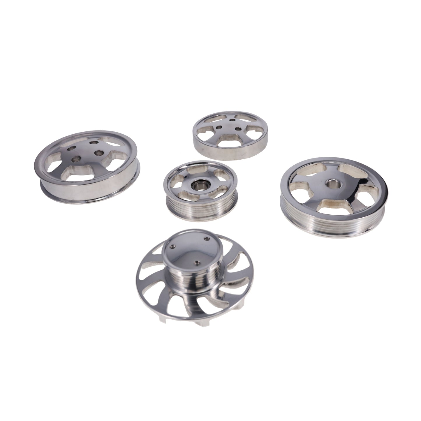 GM LT Serpentine Front Drive System Brackets, Pulleys, and Belt Tensioner - Polished