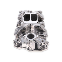 Chevy Small Block Carbureted Dual Plane Aluminum Intake Manifold - Polished