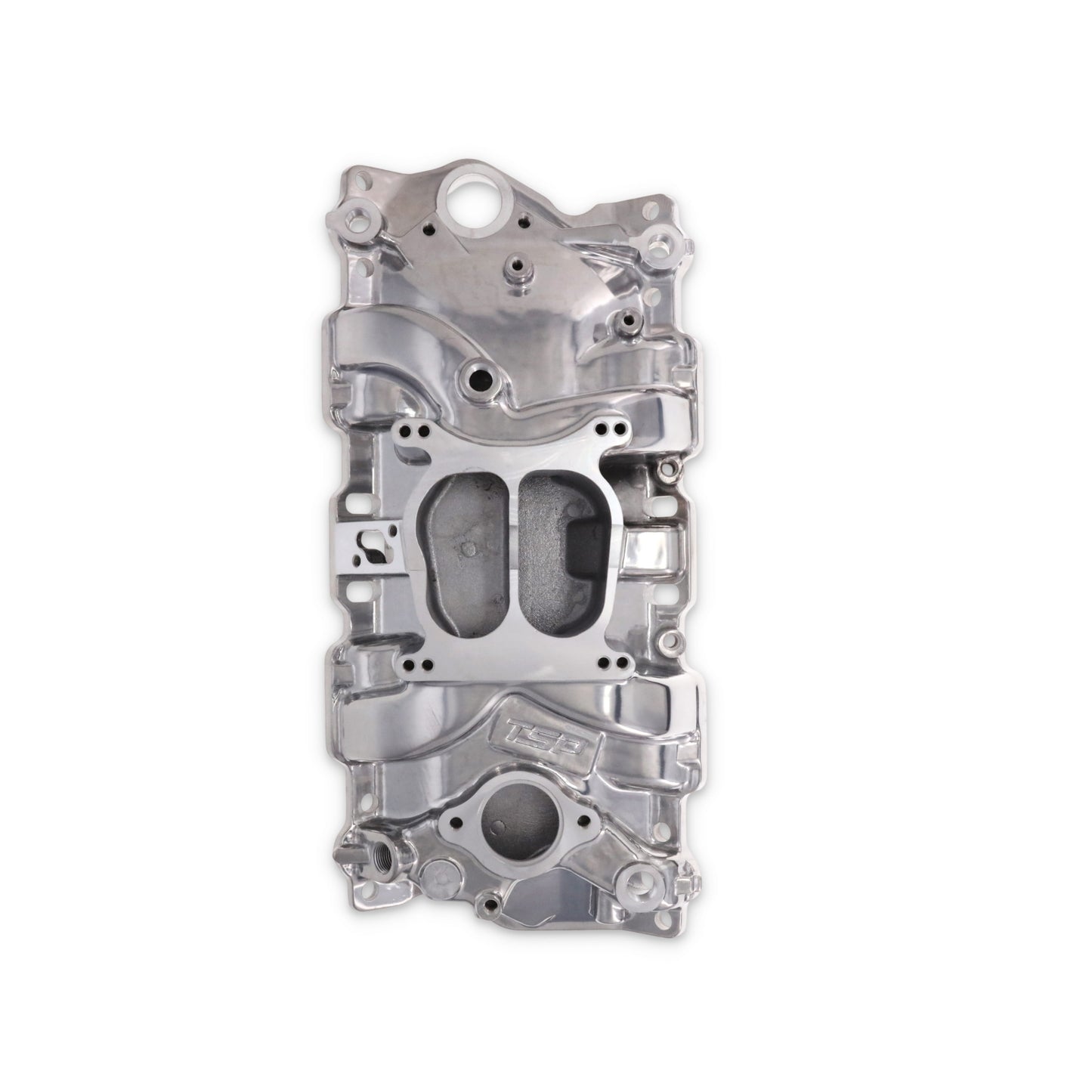 Chevy Small Block Carbureted Dual Plane Aluminum Intake Manifold - Polished