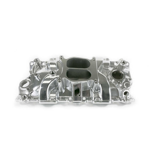 Chevy Small Block Carbureted Polished Aluminum Dual Plane Intake Manifold