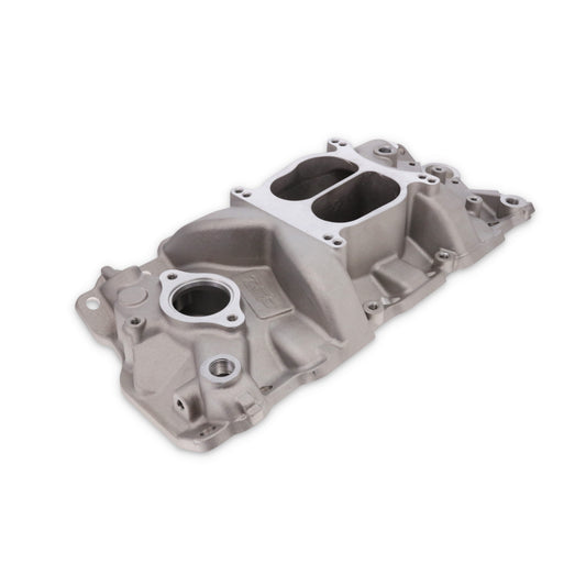Chevy Small Block Carbureted Dual Plane Aluminum Intake Manifold - Satin