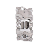 Chevy Small Block Carbureted Dual Plane Aluminum Intake Manifold - Satin