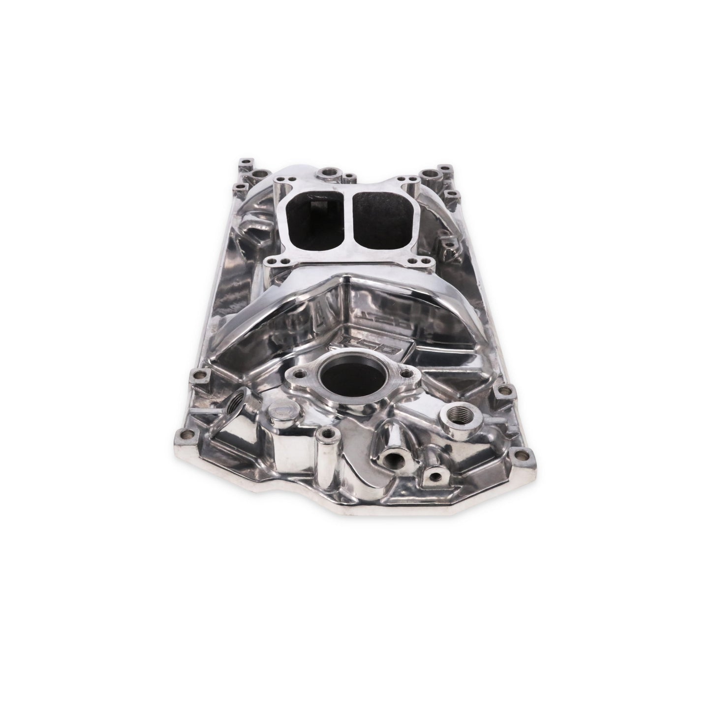 Chevy Small Block Vortec Carbureted Aluminum Dual Plane Intake Manifold - Polished