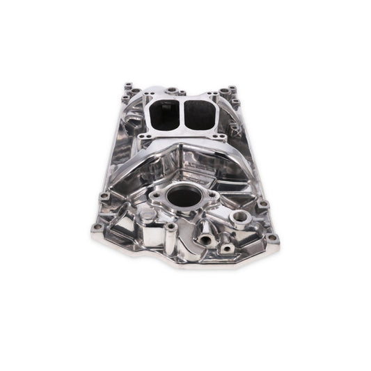 Chevy Small Block Vortec Carbureted Aluminum Dual Plane Intake Manifold - Polished