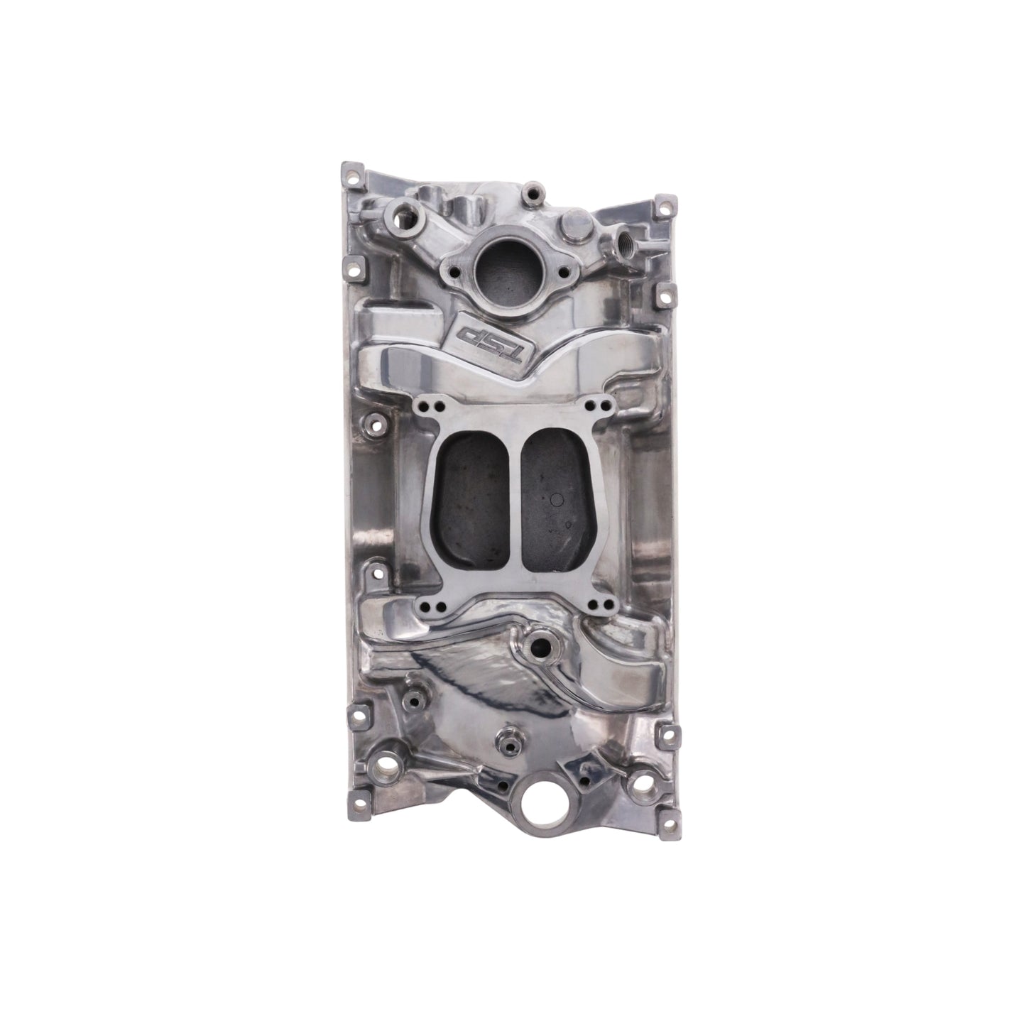 Chevy Small Block Vortec Carbureted Aluminum Dual Plane Intake Manifold - Polished