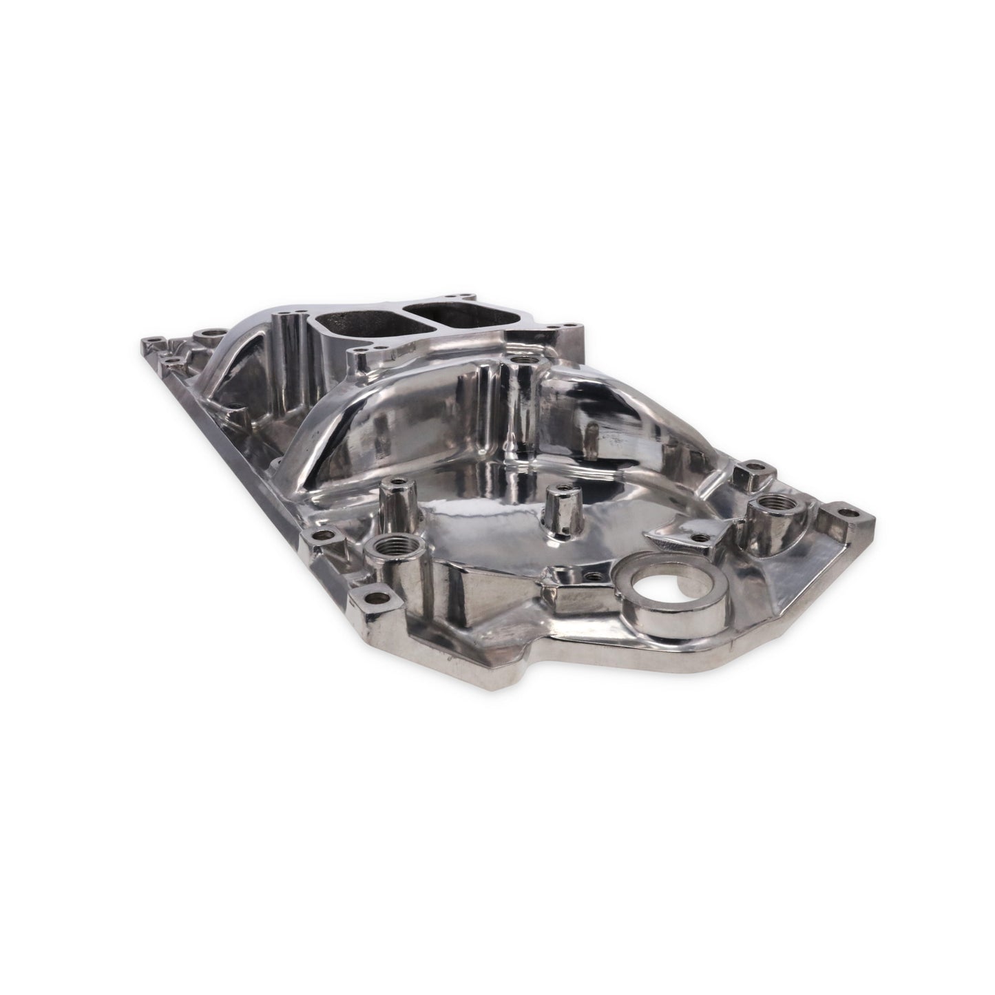 Chevy Small Block Vortec Carbureted Aluminum Dual Plane Intake Manifold - Polished