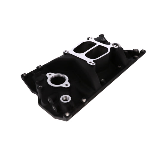 Chevy Small Block Vortec Carbureted Aluminum Dual Plane Intake Manifold - Black