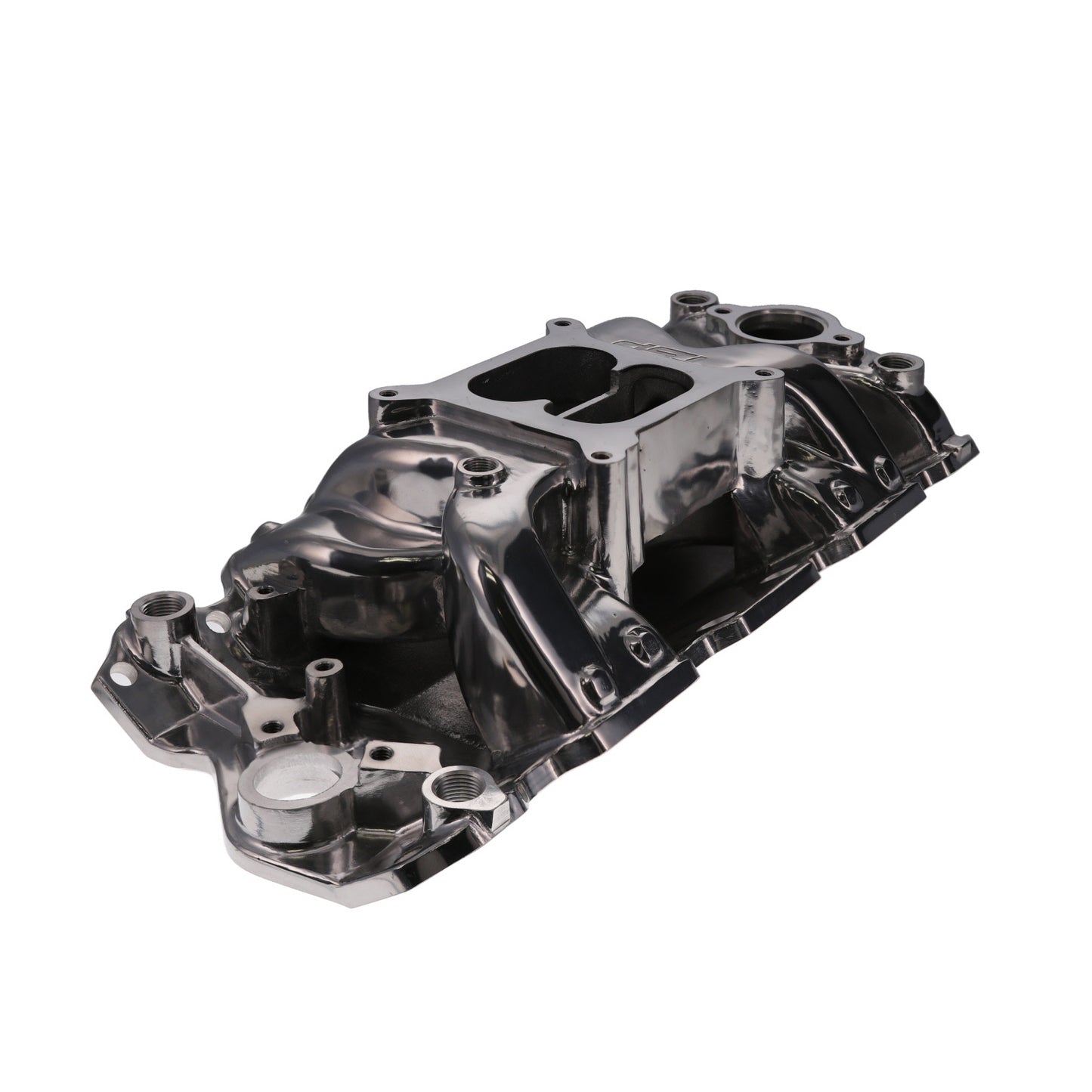 Chevy Small Block Carbureted Polished Aluminum Dual Plane Air Gap Intake Manifold