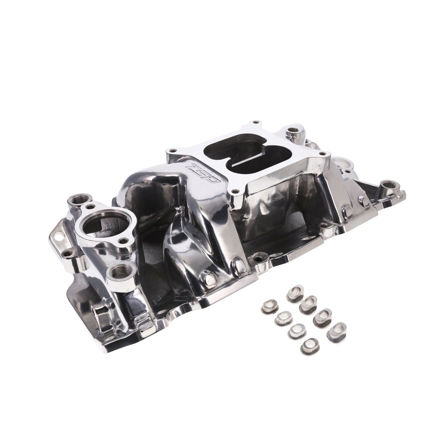 Chevy Small Block Carbureted Polished Aluminum Dual Plane Air Gap Intake Manifold