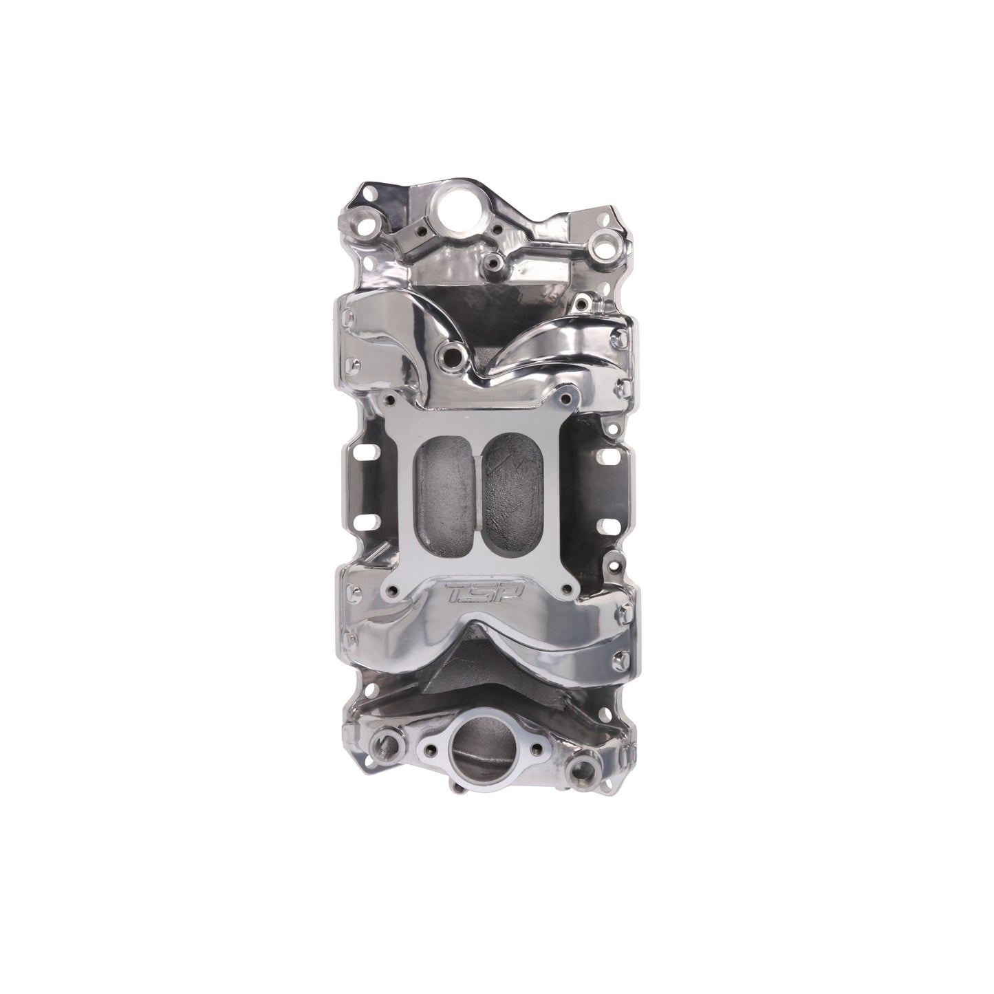 Chevy Small Block Carbureted Polished Aluminum Dual Plane Air Gap Intake Manifold