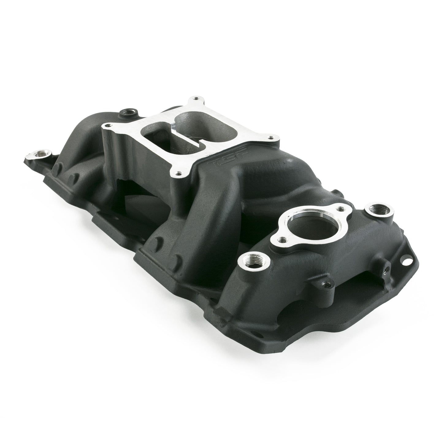 TSP_Chevy_Small_Block_Black_Air_Gap_Intake_Manifold_Angle_82026BK