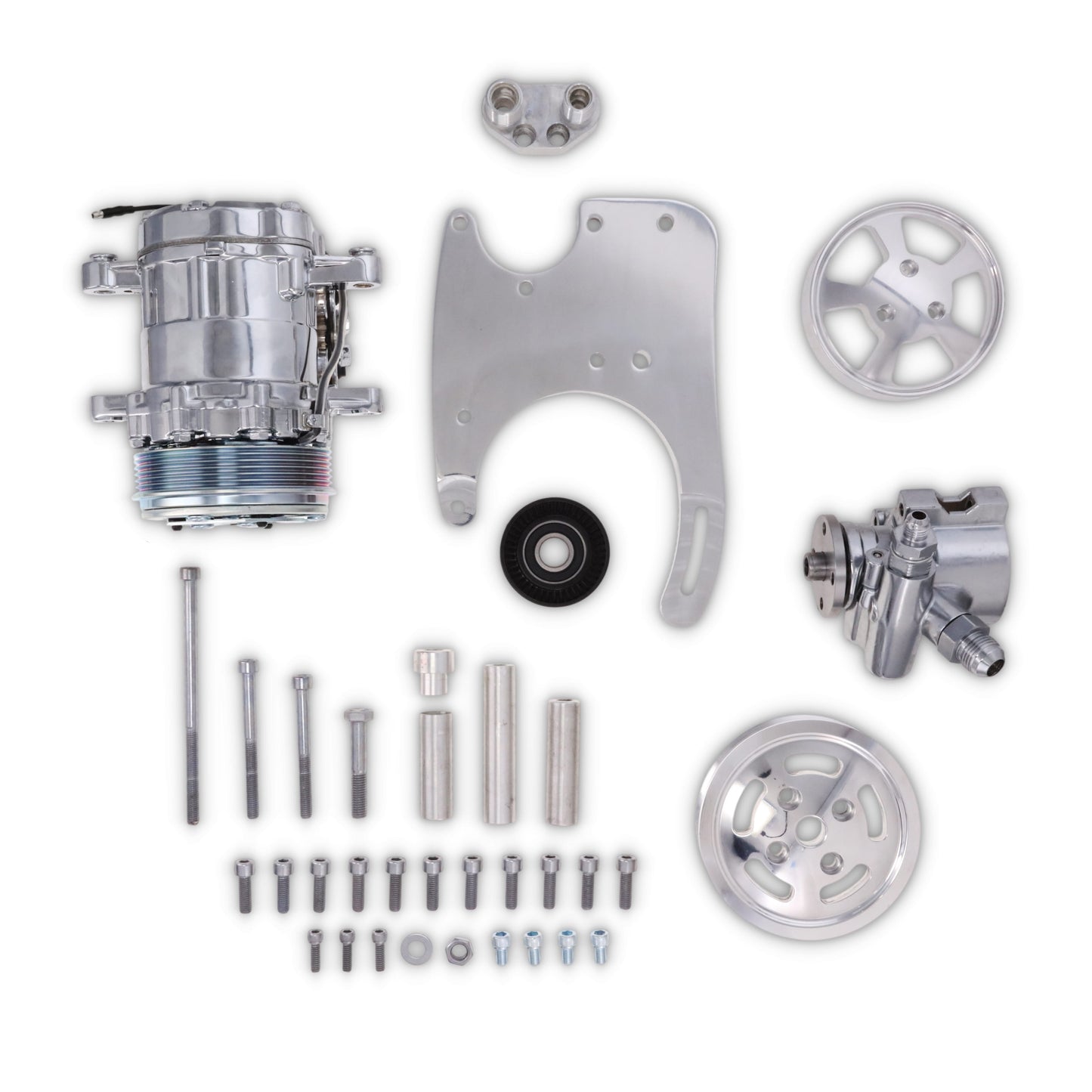 Ford 5.0L Coyote Hydraulic Power Steering Kit - Polished