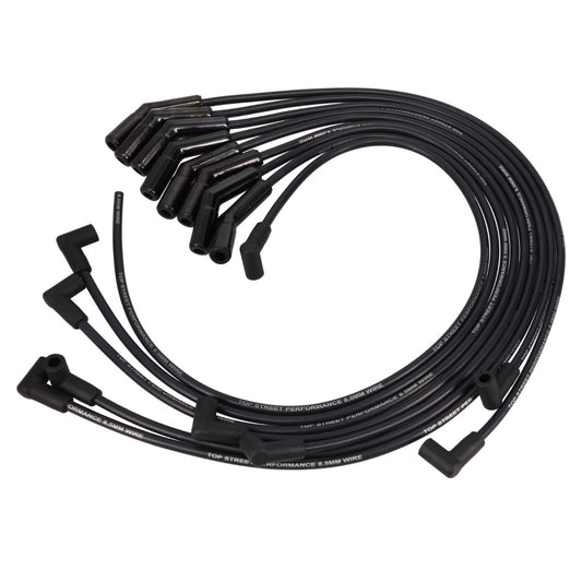 8.5mm Ford Small Block Black Ignition Wires with 135° Ceramic Plug Boots