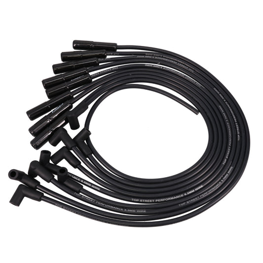 8.5mm Ford Big Block Black Ignition Wires with 180° Ceramic Plug Boots