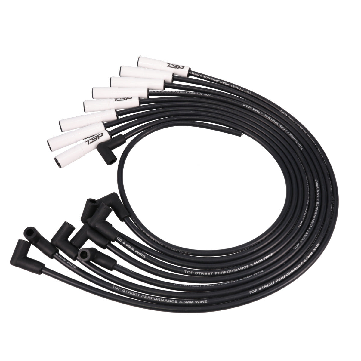 8.5mm Ford Big Block Black Ignition Wires with 180° Ceramic Plug Boots