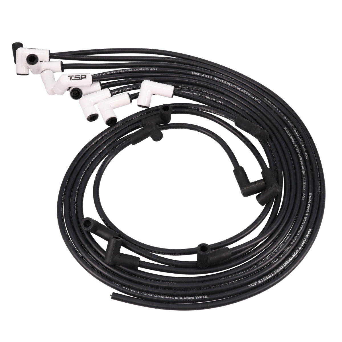 8.5mm Chevy Small Block Under Header Ignition Wires with 90° Ceramic Plug Boots