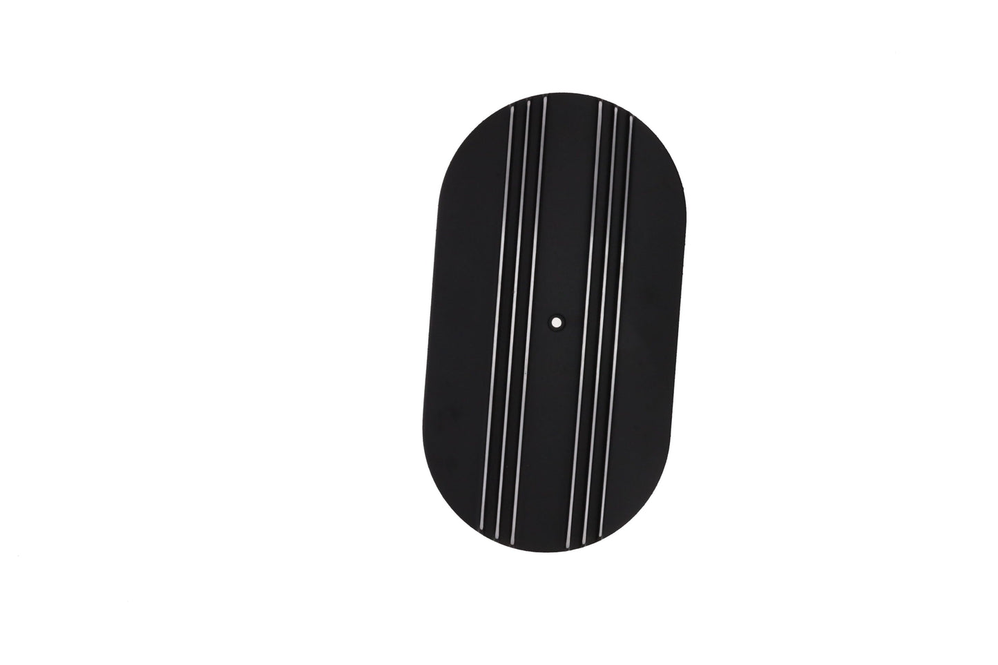 15" X 2" Center Finned Oval Aluminum Air Cleaner Kit, Paper Filter, Flat Base, Black