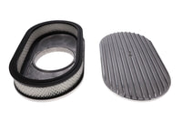 15" X 2" Full Finned Oval Aluminum Air Cleaner Kit, Paper Filter, Flat Base, Polished