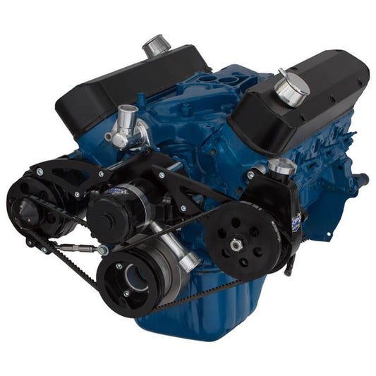 Ford 289-302-351W V-Belt System - Alternator & Power Steering with Electric Water Pump - Black