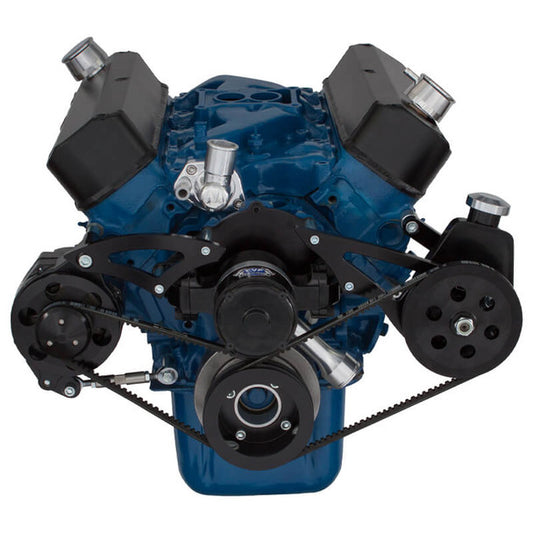 Ford 289-302-351W V-Belt System - Alternator & Power Steering with Electric Water Pump - Black