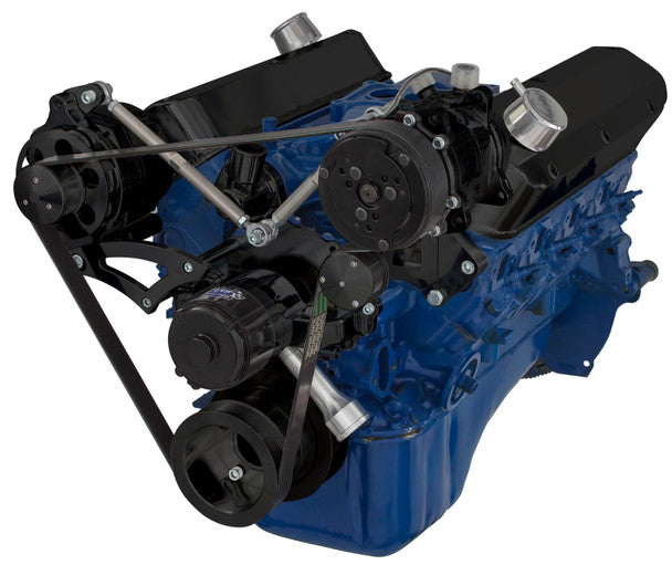 Ford 289-302-351W Serpentine Conversion Kit - Alternator & A/C - Electric Water Pump - Black