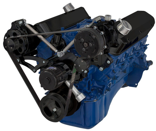 Ford 289-302-351W Serpentine Conversion Kit - Alternator & A/C - Electric Water Pump - Black