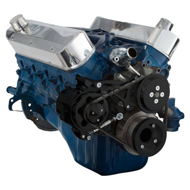 Ford 289-302-351W V-Belt System - Alternator Only, Shorty Water Pump - Black