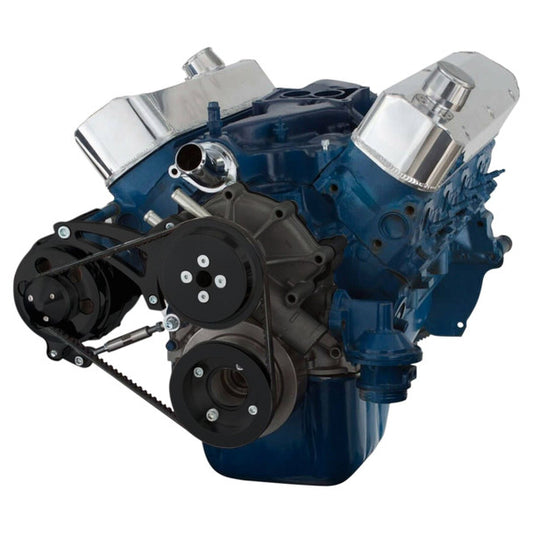 Ford 289-302-351W V-Belt System - Alternator Only, Shorty Water Pump - Black