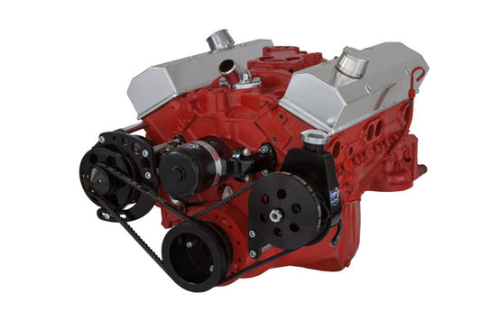 Chevy Small Block V-Belt System - Alternator & Power Steering, EWP - Black