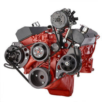 Chevy Small Block Serpentine Conversion - AC Alternator & Power Steering Long Water Pump - Black